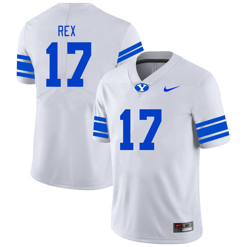 Men #17 Preston Rex BYU Cougars College Football Jerseys Stitched-White - Click Image to Close